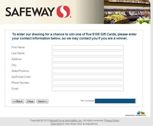 Safeway Survey Get 100 Gift Card