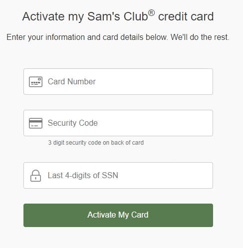 activate sams club credit card