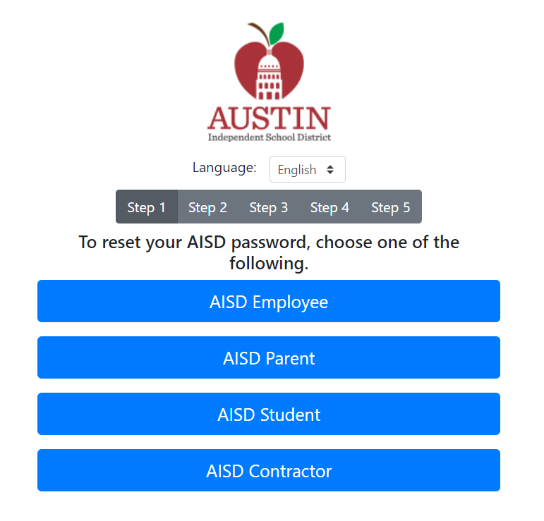 choose preferred option to reset aisd password