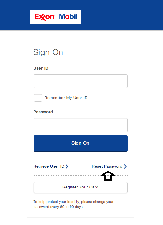 click on forgot password in exxon mobile login page