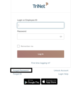 click on forgot password in trinet login page