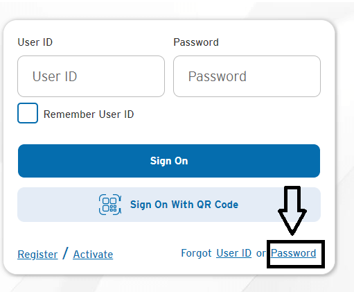 click on password in att universal card login page