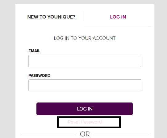 click on reset password in youniqueproducts website
