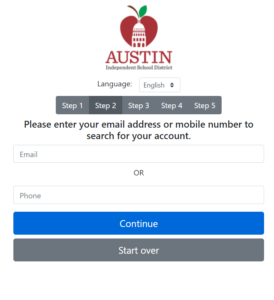 enter required details to reset aisd login password