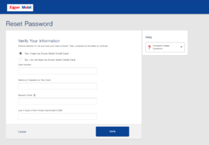 reset exxonmobile credit card login password