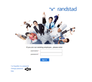 select change password in randstad login page