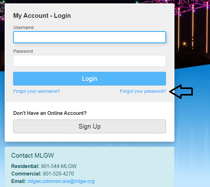 select forgot password option in mlgw login page