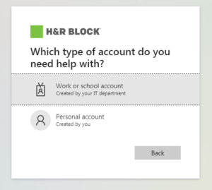 select preferred option to recover hrblock login account