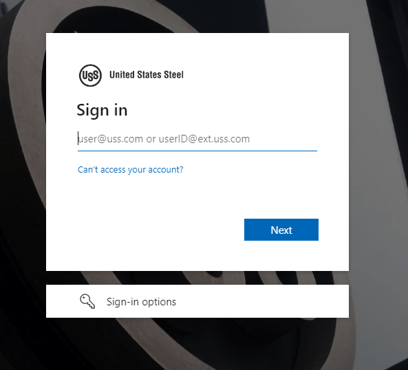 click on can't access your account in us steel login