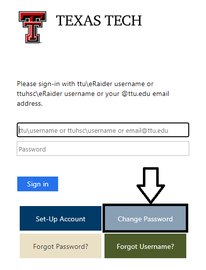 click on change password in ttu blackboard login page
