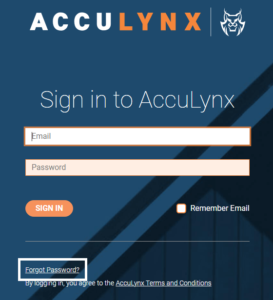 click on forgot password in acculynx login page