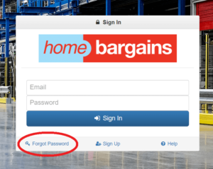 click on forgot password in home bargains portal