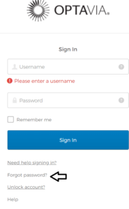 click on forgot password in optavia connect login page