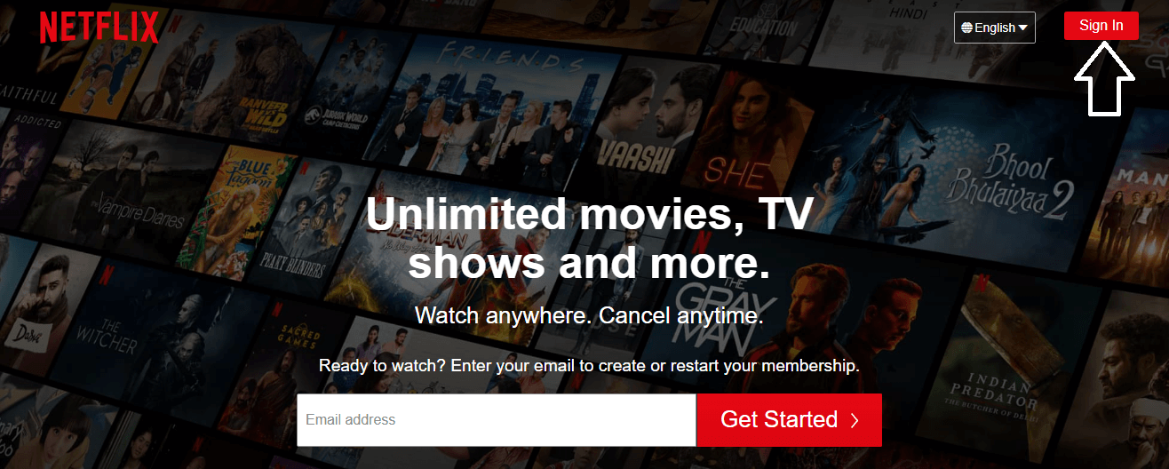 click on sign in option in netflix website