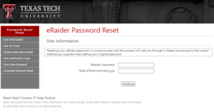 reset ttu blackboard login password