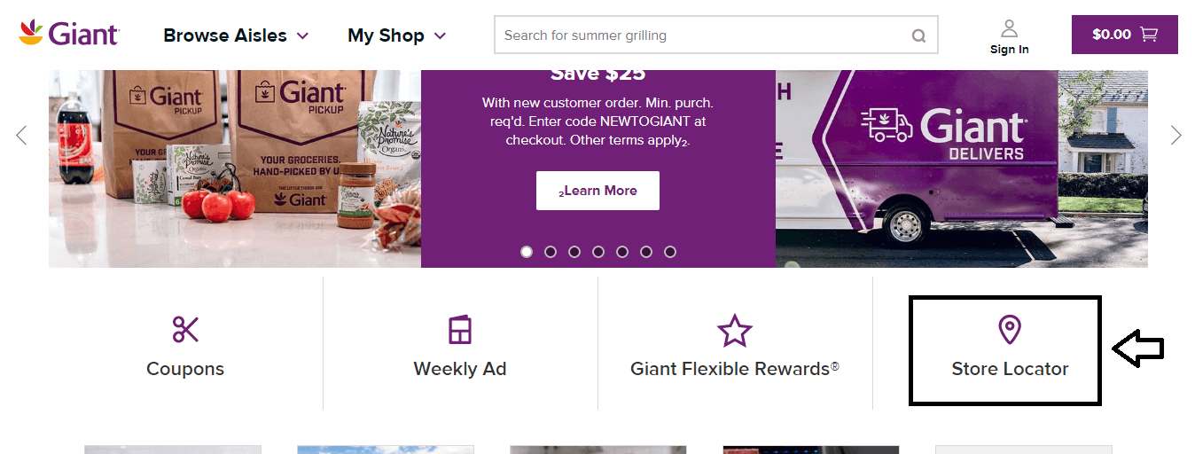 click on store locator in giantfood website