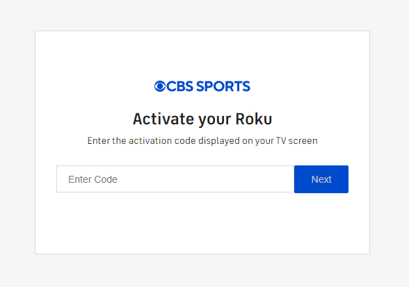 enter cbssports.com roku code
