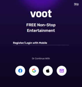 enter www.voot.com activate code