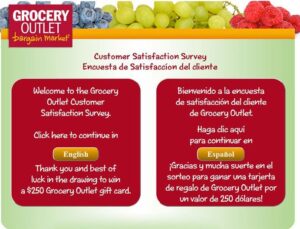 select language in groceryoutlet survey website