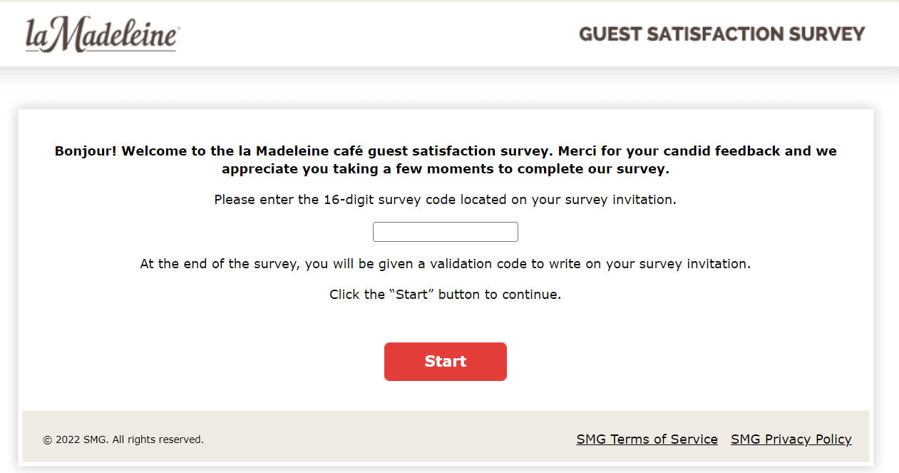 take la madeleine feedback survey
