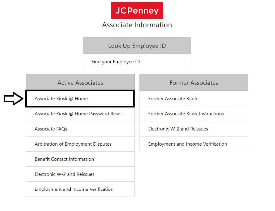 jcpenney associate kiosk login for employees