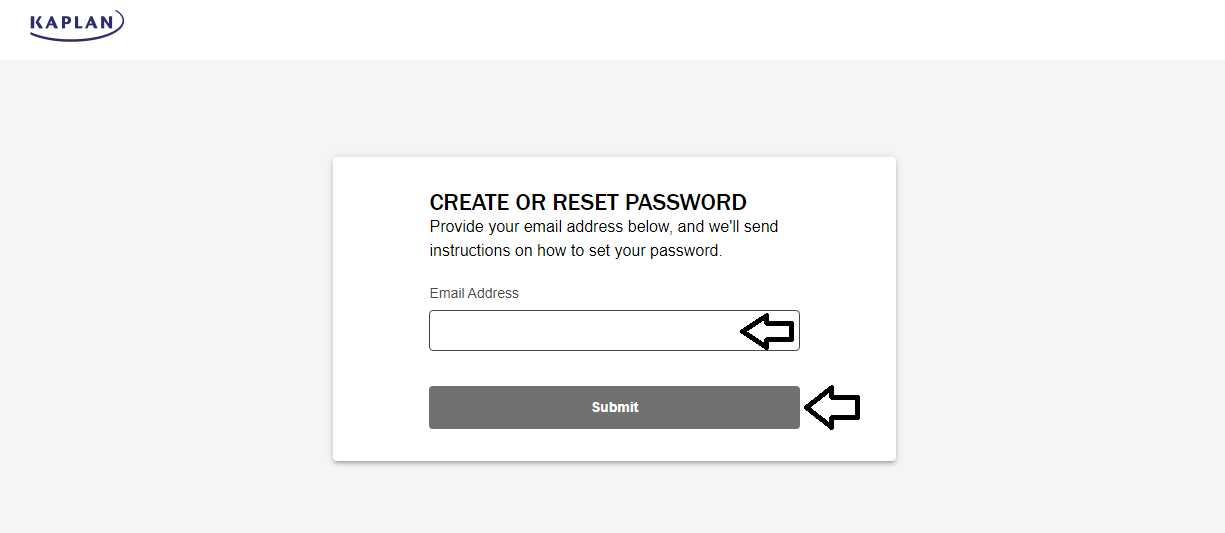 reset kaplan login password