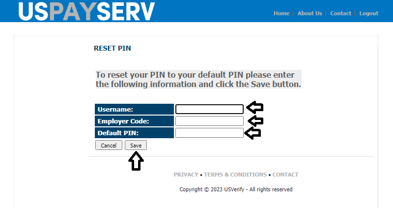 reset uspayserv login password